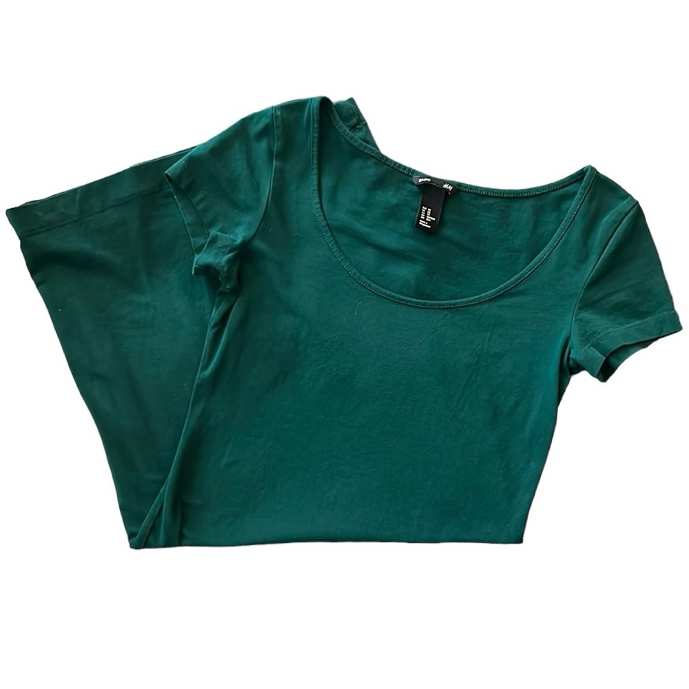 🌻 H&M Basics Green Short Sleeve Bodycon Dress
